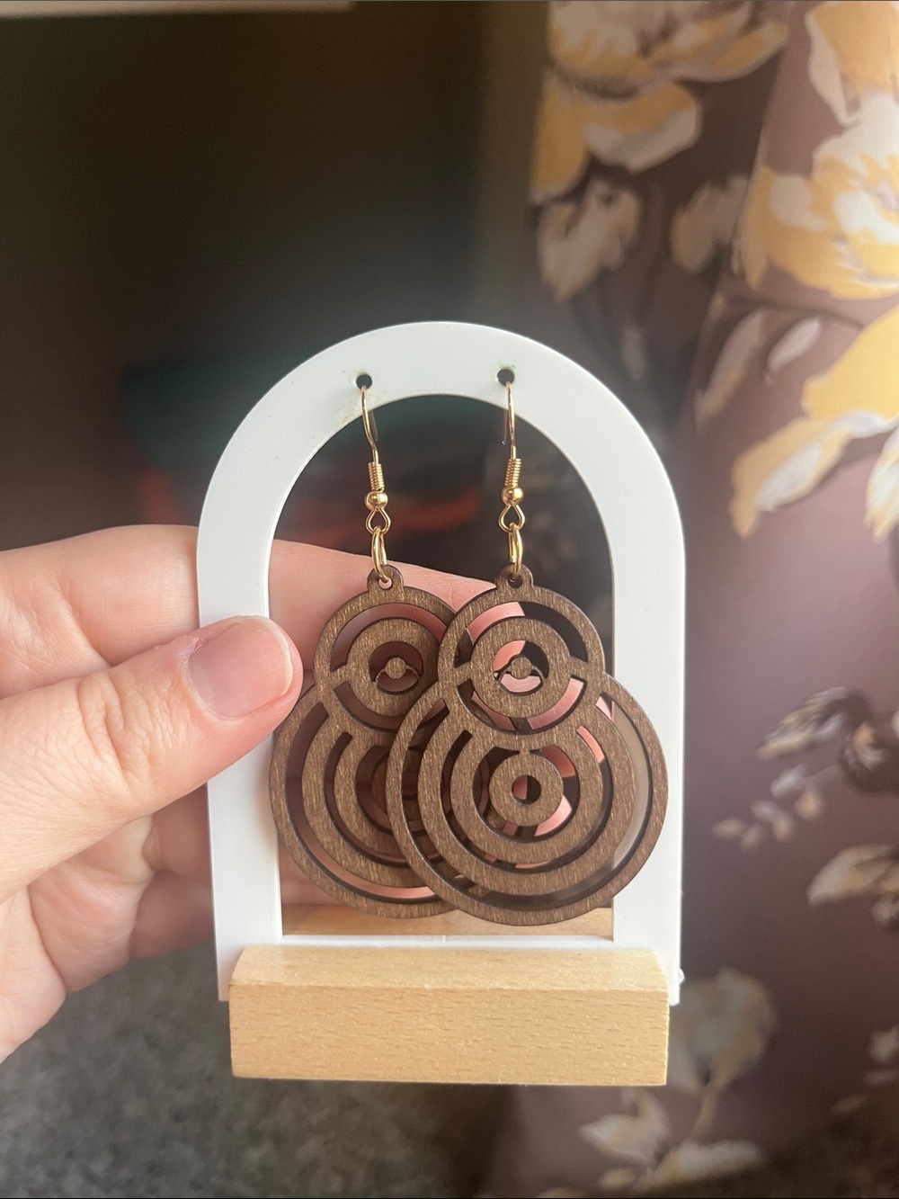 Black Concentric Circle Drop Earrings